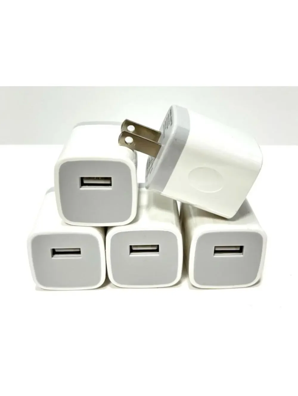 AILKIN USB Wall Charger 5-Pack Fast Charging Block 1-Port Power Adapter White